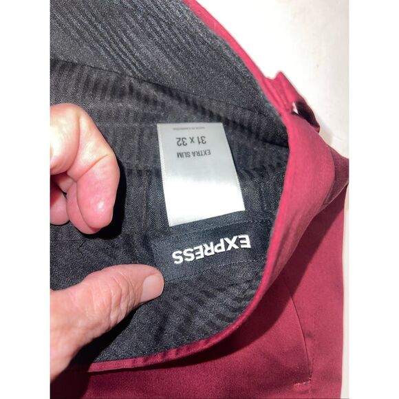 EXPRESS‎ Performance Extra Slim Fit Maroon/Burgundy Dress Pants Stretch Sz 31x32 - Picture 3 of 6